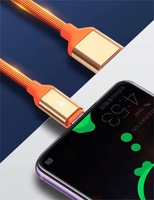 Câble de charge rapide TPE 3A de nouvelle conception en gros avec lumière LED verte, Micro USB vers Type-C, conducteur en cuivre pur pour téléphones mobiles
