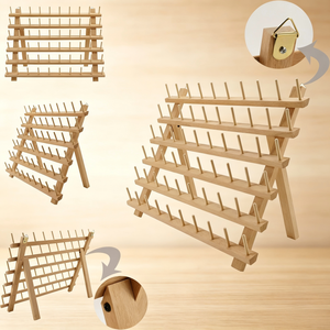 <span class=keywords><strong>Support</strong></span> à fils en bois pour 60 bobines/organisateur de fils avec crochets de suspension pour fils de broderie, de quilting et de couture - Product Image 3