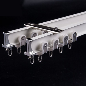 Juego de barras de cortina IKSUN, Riel de cortina curvo blanco marfil, Riel de cortina de techo de aleación de aluminio doble resistente - Product Image 5