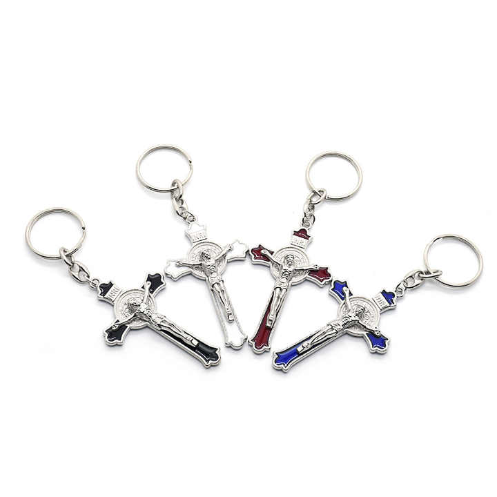 Porte-clés Croix Chrétienne En Métal Argenté - Modèle Simple Et Sobre - Neuf Sans étiquettes