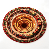 Tapis circulaire Illusion de Noël, Tapis rond festif, Tapis de sol résistant à l'usure pour salon, table basse, décoration de fêtes