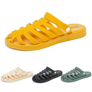 Тапочки Baotou женские с прорезями, 2 предмета, резиновые сандалии-желе, римские шлепанцы, пляжная обувь, туфли с отверстиями