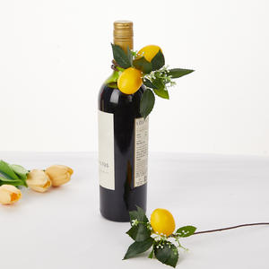Décoration florale multifonctionnelle en forme de bouteille de vin rouge en verre Mason avec citron frais, petite décoration, simulation d'anneau de serviette doré <span class=keywords><strong>pour</strong></span> mariage - Product Image 1
