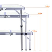 Table de camping pliable en aluminium ultra-compacte, légère, réglable en hauteur, pour l'extérieur, la maison, les pique-niques, les barbecues et les fêtes