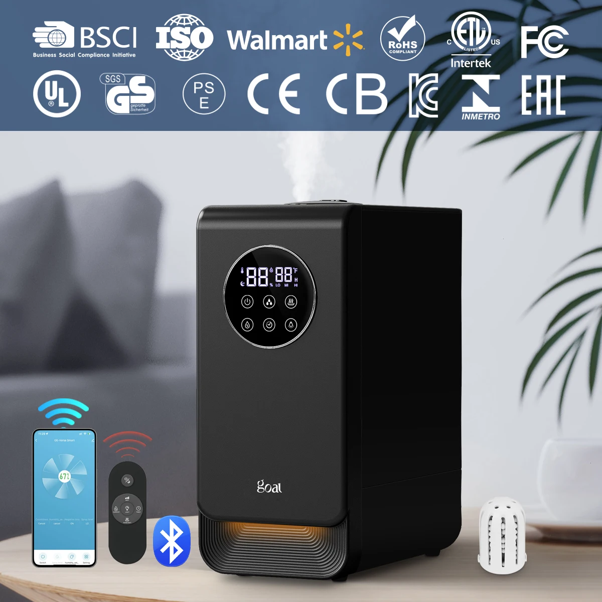 Unique Smart Home Appliance 6L Capacity WiFi Hybrid Cool Mist Humidifier Electric Powered with Aromatherapy Function Household
