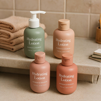 300ml Disque Top Cap HDPE Plastique Shampooing Babycare Rose Vert Bleu Bouteille Lotion Pompe pour Emballage Cosmétique