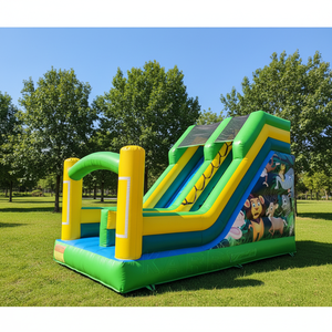 Commercial Grade PVC Lightweight Jumping Castle Combo Jungle Animal Inflatable Wet Dry Slide 3-Year Warranty for Kids Party - Product Image 1