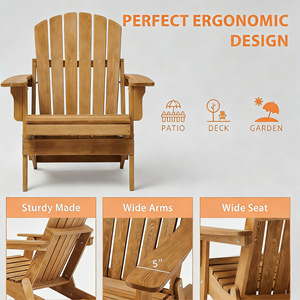 Chaise Adirondack, chaise longue d'extérieur, bois massif, pliable, avec repose-pieds, pour jardin, plage - Product Image 4