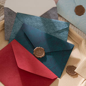 고급 핑크 그린 빈티지 린넨 질감 종이 봉투 맞춤 왁스 스티커 씰 선물 카드 포장 청첩장 봉투 - Product Image 3