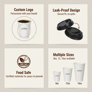 Vasos Desechables de Cartón Compostable para Beber Café, Decorativos, para Fiestas, Precio al por Mayor - Product Image 3