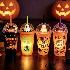 Elonna Hot Selling Luminous Plastic Light-Up <b>Cup</b> Dome Lid Battery Powered Eco-Friendly Reusable for Adult <b>Halloween</b> Christmas - Product Image 1