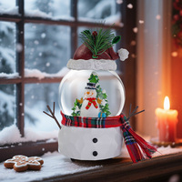 Base de bonhomme de neige en résine pour globe à neige, décoration de Noël, écharpe à carreaux, bonnet de Père Noël, ornement boule de neige, cadeau de Noël, vente en gros
