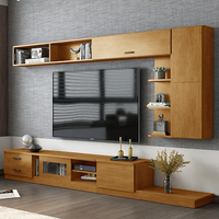 Table basse EDM, meuble TV sur pied, ensemble de rangement en bois, multifonctionnel, imperméable, pour salon