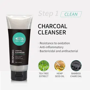 OEM Organic Charcoal Acid Facial Scrub Foaming Cleansing Skin Hydrating Gentle Anti Acne Face Wash For Men