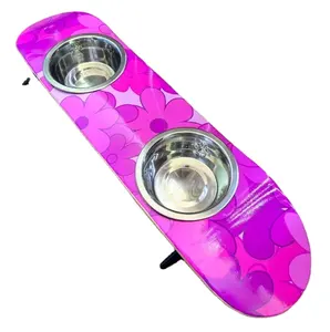 Skateboard Dog Cat Food Bowl 304 Stainless Steel Pet Food and Water Bowl Dishes