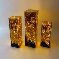 Lampe LED en verre sculptée à la main, forme géométrique unique, ornement doré, vente en gros d'usine, exceptionnellement économique