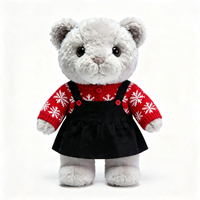 Ours en peluche gris en gros, animaux en peluche personnalisés en forme d'ours, jouets en peluche en vrac avec vêtements, ours en peluche rembourrés personnalisés