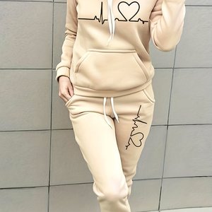 Phụ Nữ Mùa Thu Mùa Đông Thời Trang Ấm Tracksuit Dài Tay Áo Túi Áo + Dài Chạy Bộ Quần Phụ Nữ Mới Giản Dị Mồ Hôi Phù Hợp Với - Product Image 2