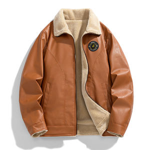 Manteau en cuir épais tendance rétro pour homme, en cachemire d'agneau, nouvelle collection automne-hiver, avec revers en velours et rembourrage en coton. - Product Image 3