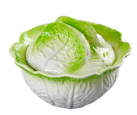 Plateau en céramique en forme de feuille de chou vert avec support lapin blanc mignon pour décoration de fête