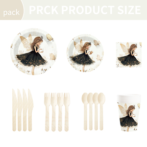 Vajilla Personalizada DAMAI con Temática de Hadas, Platos, Vasos y Servilletas de Papel para Fiesta de Cumpleaños de Niña, Juego de Vajilla de Papel - Product Image 3