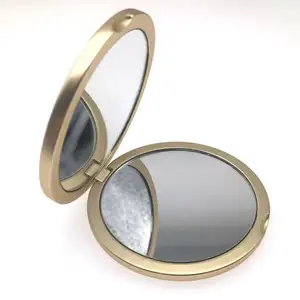 Factory Supply Customized Logo Right-angle Side Plain Metal Matte Pocket Mirror Foldable Double-Sided Makeup Mirror