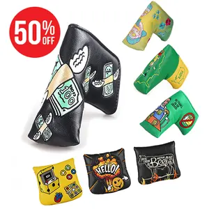 50% Off Wholesale Retail Bulk Golf Head Covers Plain Golf Club Covers Putter Custom Embroidered PU Leather Golf Headcover