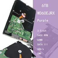Disque dur interne SATA WD60EJRX neuf/occasion violet 6 To 3,5 pouces 5400 tr/min 64 Mo de cache pour systèmes de surveillance
