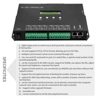 Contrôleur LED DMX vers SPI H807SA DMX512 Pilote programmable de protocole Artnet à 8 canaux pour WS2811 WS2812 WS2815 APA102