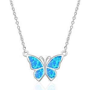 สร้อยคอผีเสื้อโอปอลเงินสเตอร์ลิง925สำหรับ<span class=keywords><strong>วัน</strong></span>วาเลนไทน์วันหยุดคริสต์มาสของขวัญ<span class=keywords><strong>วัน</strong></span>เกิด - Product Image 1