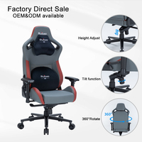 Chaise de jeu ergonomique avec revêtement en cuir PU, inclinaison à 180 degrés, hauteur réglable, design moderne