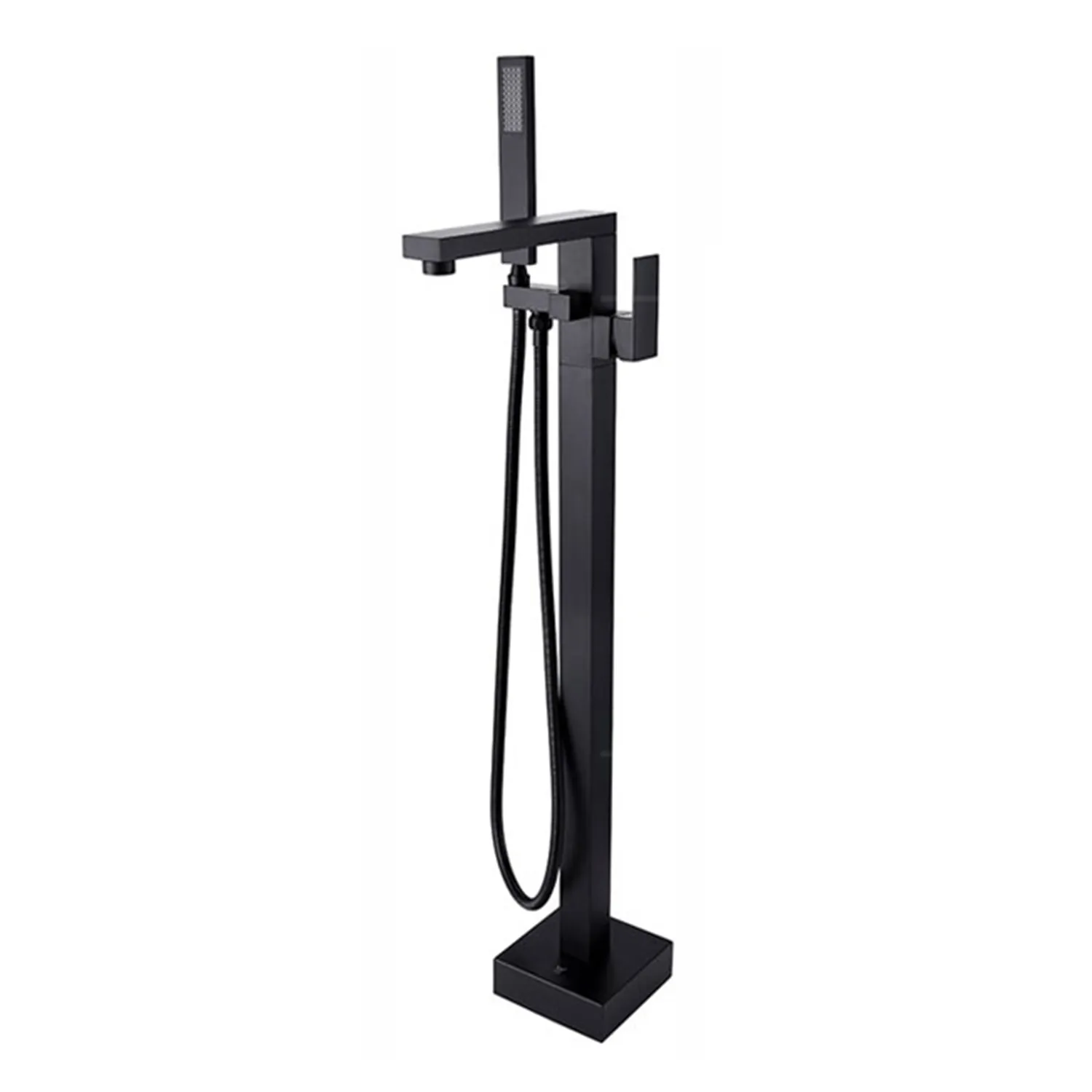 New Design Black Floor Mounted Bathtub Faucet Single Handle Bathroom Tub Faucet with Handheld Shower