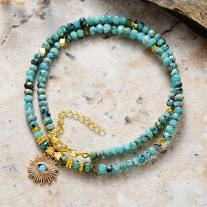 Collar con Colgante de Piedra Natural, Chapado en Oro de Alta Calidad, Delicado, Minimalista, Ajustable, Cadena para Clavícula, Joyería para Mujer, Regalo - Product Image 1