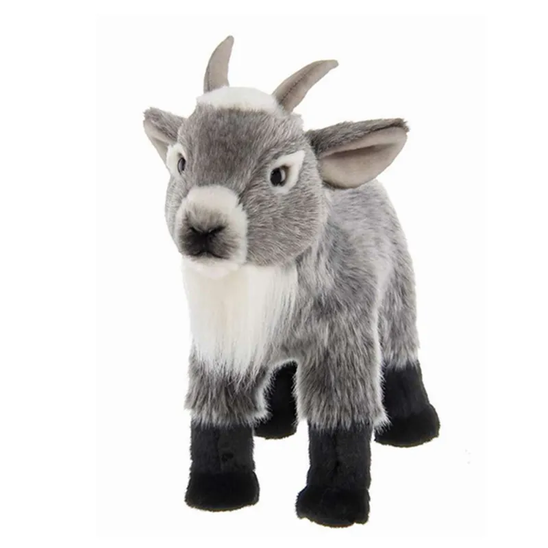 2024 Wholesale Custom Simulation Stuffed Animal Soft Plush Gray Goat Toy For Decorate Gift