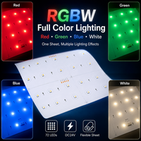 Lámina de Luz LED UL SMD5050 (LED 4 en 1), Panel de Lámina LED 72LEDs/m, 6 LED por Corte, 24V RGBW, Lámina LED Blanca, Láminas Flexibles