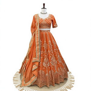 Divyam Creation Robe longue traditionnelle en tulle brodé motif lotus, entièrement cousue, en Spandex de qualité supérieure, réversible, toutes saisons - Product Image 1