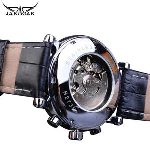 Montre mécanique automatique JARAGAR JAG6908, <span class=keywords><strong>six</strong></span> aiguilles, cadran à chiffres romains, bracelet <span class=keywords><strong>en</strong></span> cuir véritable, date de la semaine, montres de bureau - Product Image 2