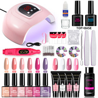 Set de Herramientas para Decoración de Uñas con Lámpara, Lima Eléctrica, 6+4 Geles para Uñas, Gel de Extensión, Caja