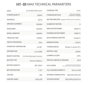 Chasis móvil omnidireccional todo terreno, plataforma de robot ágil 4WD4WS para AMR/<span class=keywords><strong>AGV</strong></span>, soporte CAN y ROS, carga útil personalizable - Product Image 2