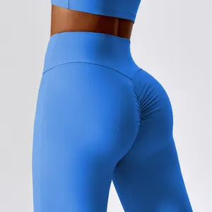 Custom Activewear High Waisted Flare Yoga Pants Wide Leg Yoga Fitness Tights Scrunch Butt Lifting Yoga Pants For Women