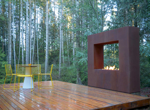 Table de foyer au propane pour extérieur, chauffage de terrasse, foyer à gaz en acier Corten, foyer extérieur antique avec brûleur en acier inoxydable - Product Image 1