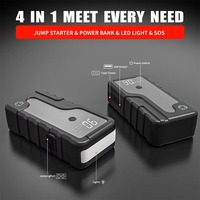 Démarreur de voiture portable 4 en 1 12V, 600A de crête, batterie au lithium 10000mAh, booster avec lampe torche LED, banque d'alimentation, démarrage d'urgence