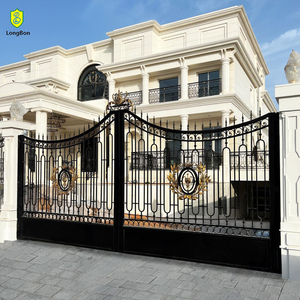 Puerta <span class=keywords><strong>de</strong></span> Entrada Moderna <span class=keywords><strong>de</strong></span> <span class=keywords><strong>Hierro</strong></span> Forjado con Diseño Floral, Puerta Principal Corredera para Hogar <span class=keywords><strong>y</strong></span> Jardín - Product Image 2