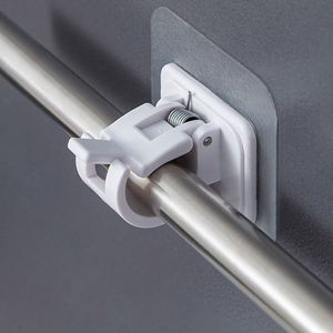 Accessoires de rideaux neufs en gros, plastique ABS, montage mural <span class=keywords><strong>sans</strong></span> perçage, <span class=keywords><strong>tringle</strong></span> télescopique, crochet adhésif et cadre fixe - Product Image 3