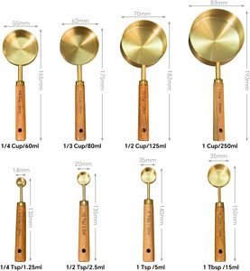 Eco-Friendly Stainless Steel <b>Measuring</b> Cup Set Scales Engraved Wooden Handle <b>Measuring</b> Jugs Coffee Scoop Spoon Baking <b>Tools</b> - Product Image 2