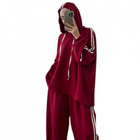 Ensemble 2 pièces : sweat à capuche et pantalon large, tenue sportive à rayures, survêtement, costume musulman pour femmes
