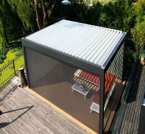 Kit <span class=keywords><strong>pergola</strong></span> en aluminium pour gazebo <span class=keywords><strong>4x3</strong></span> 3x4, auvent de toit électrique intelligent d'extérieur rétractable - Product Image 5