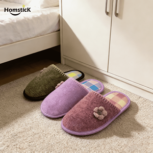 <span class=keywords><strong>Chaussons</strong></span> d'intérieur en <span class=keywords><strong>feutre</strong></span> pour femmes avec fleur au crochet, <span class=keywords><strong>semelle</strong></span> souple antidérapante, chaussures de maison confortables pour toutes les saisons - Product Image 3