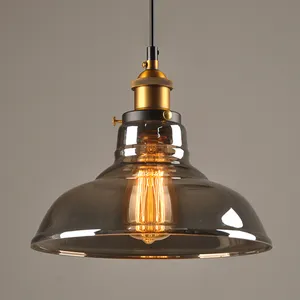 Lampu Gantung Industri Kaca Amber Retro, Lampu Liontin Dekorasi Rumah Pertanian Vintage untuk Restoran Rumah Bar