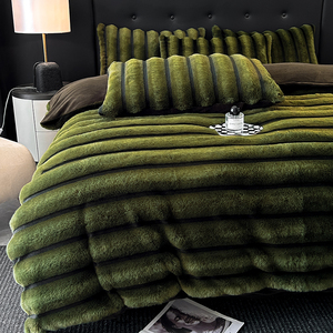 Ensemble de <span class=keywords><strong>couette</strong></span> d'hiver en velours 100% polyester, épaissi, chaud, moelleux, double face, écologique, style princesse, drap de lit, <span class=keywords><strong>couette</strong></span> - Product Image 2